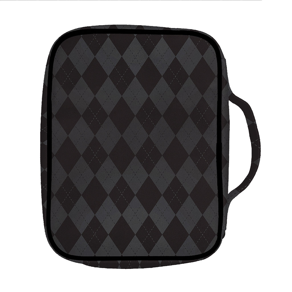 Black And Grey Argyle Pattern Print Front Pocket Bible Bag