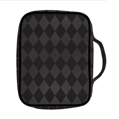 Black And Grey Argyle Pattern Print Front Pocket Bible Bag