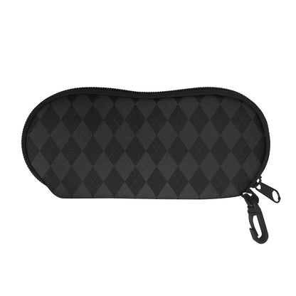 Black And Grey Argyle Pattern Print Glasses Case