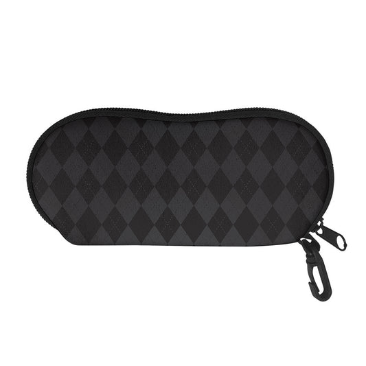 Black And Grey Argyle Pattern Print Glasses Case