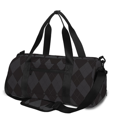 Black And Grey Argyle Pattern Print Gym Bag