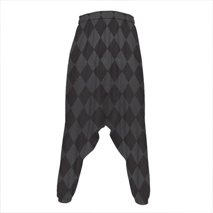Black And Grey Argyle Pattern Print Hammer Pants