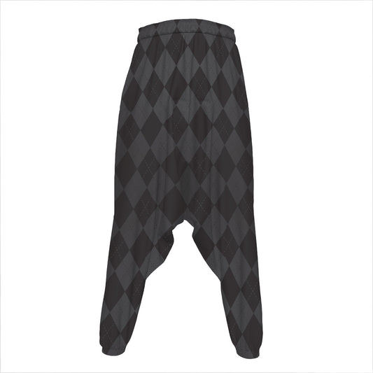 Black And Grey Argyle Pattern Print Hammer Pants