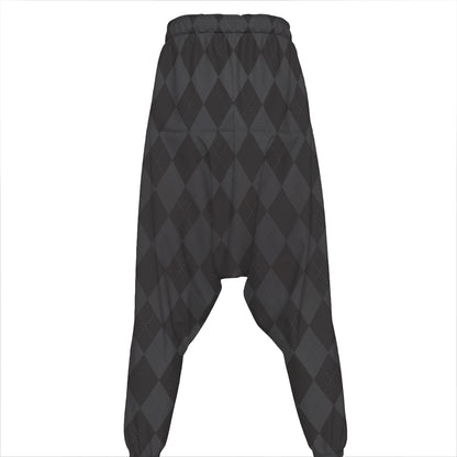 Black And Grey Argyle Pattern Print Hammer Pants