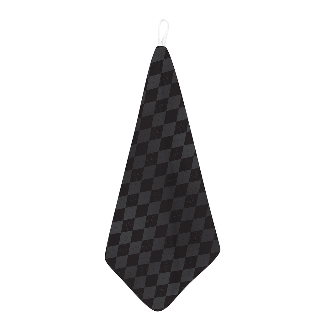 Black And Grey Argyle Pattern Print Hand Towel