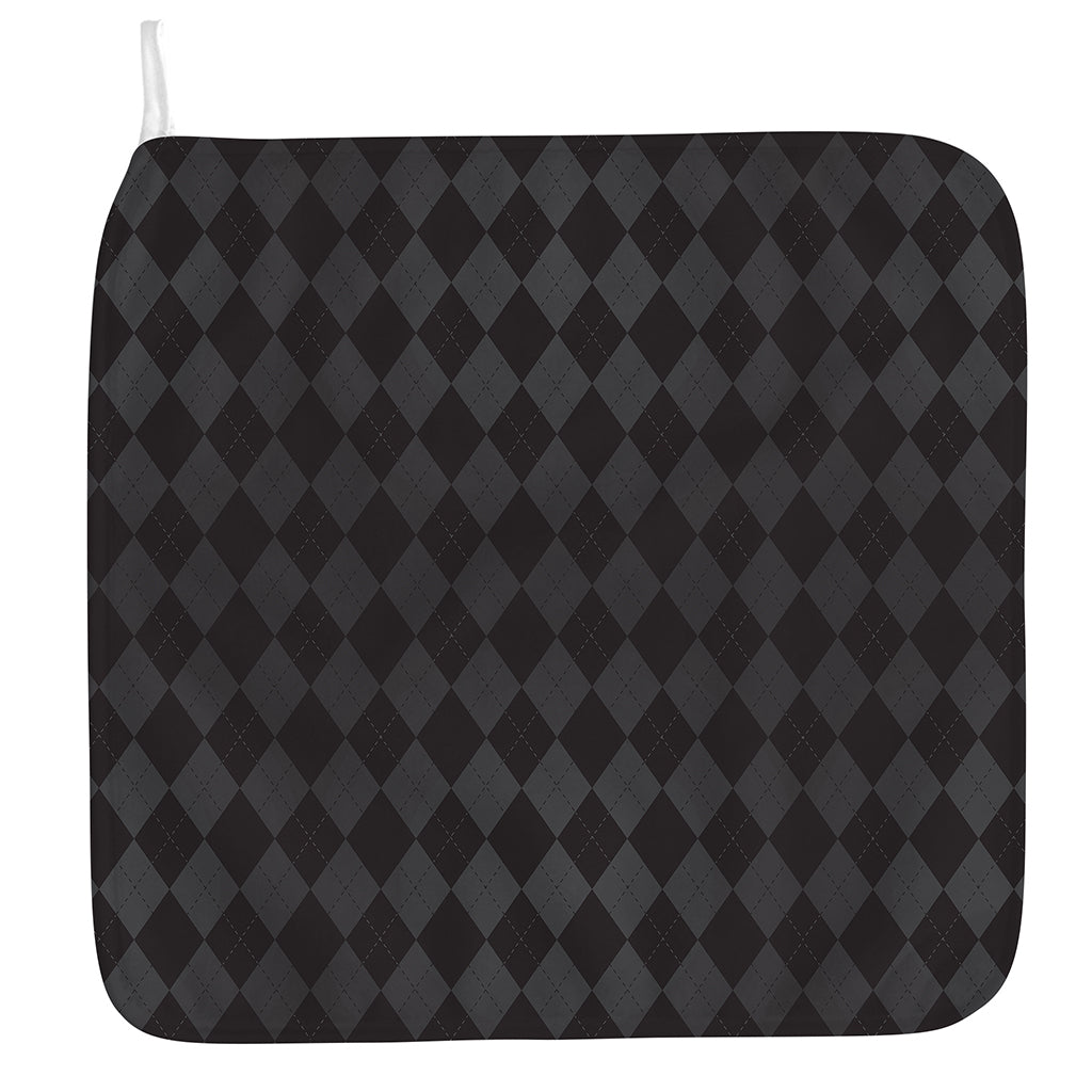 Black And Grey Argyle Pattern Print Hand Towel