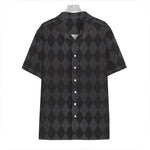 Black And Grey Argyle Pattern Print Hawaiian Shirt