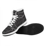 Black And Grey Argyle Pattern Print High Top Leather Sneakers