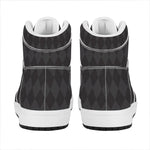 Black And Grey Argyle Pattern Print High Top Leather Sneakers