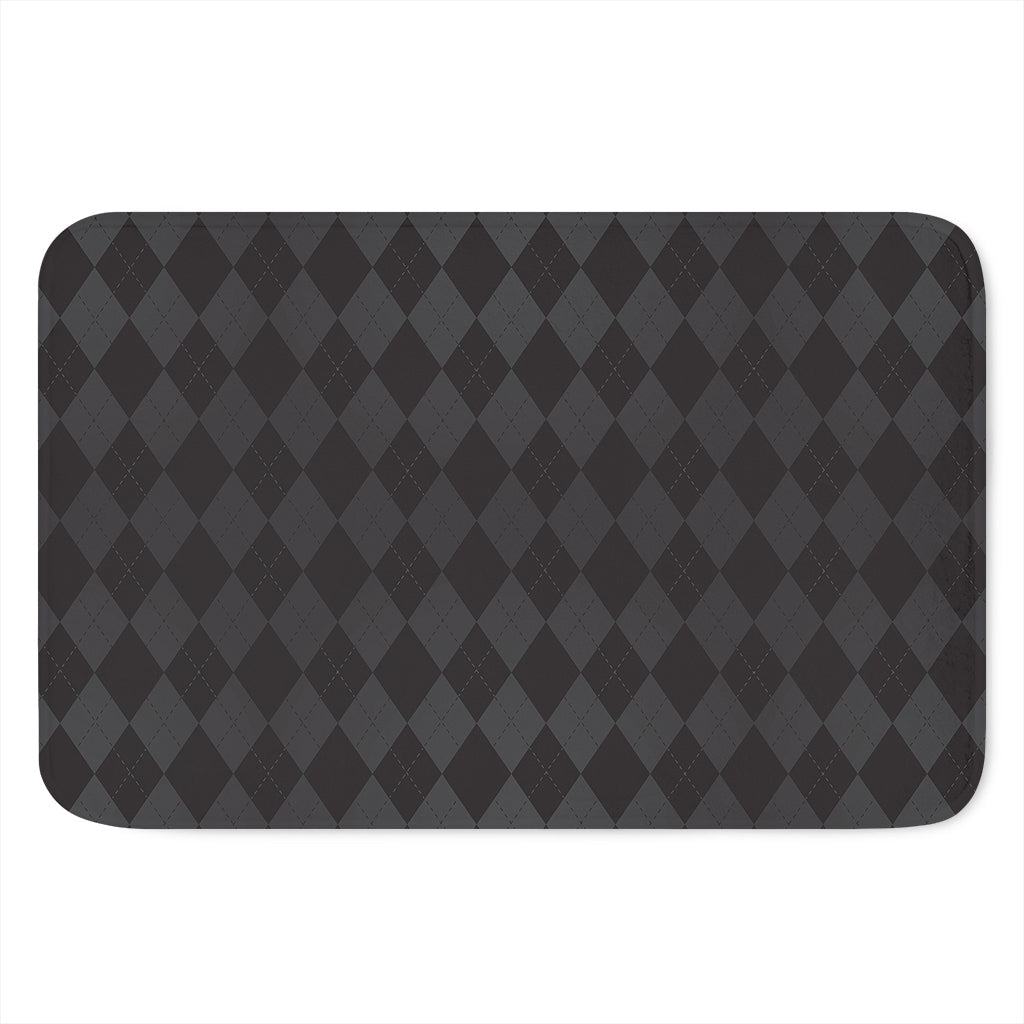Black And Grey Argyle Pattern Print Indoor Door Mat