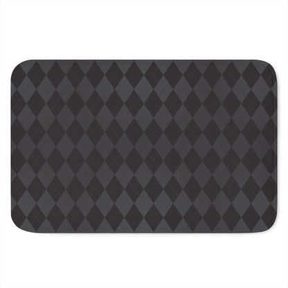 Black And Grey Argyle Pattern Print Indoor Door Mat