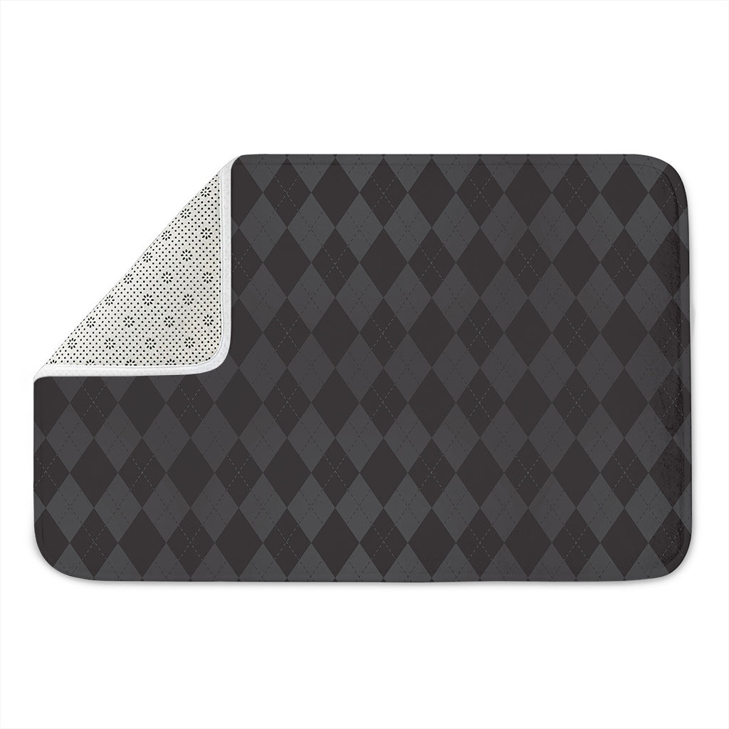 Black And Grey Argyle Pattern Print Indoor Door Mat