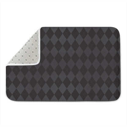 Black And Grey Argyle Pattern Print Indoor Door Mat