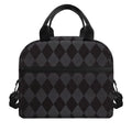 Black And Grey Argyle Pattern Print Insulated Lunch Bag