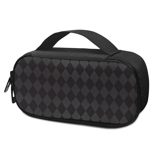 Black And Grey Argyle Pattern Print Insulin Cooler Travel Case