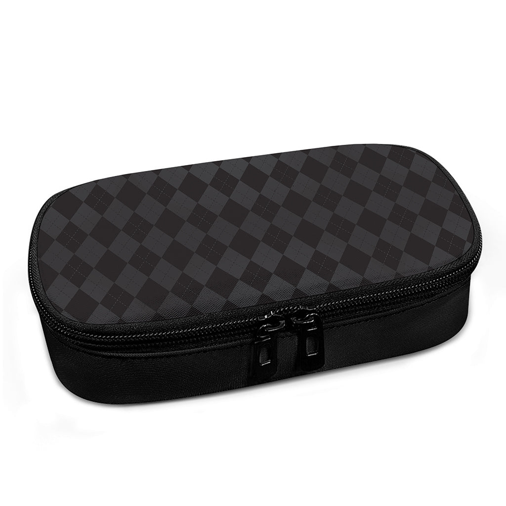 Black And Grey Argyle Pattern Print Insulin Cooler Travel Case