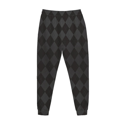 Black And Grey Argyle Pattern Print Jogger Pants
