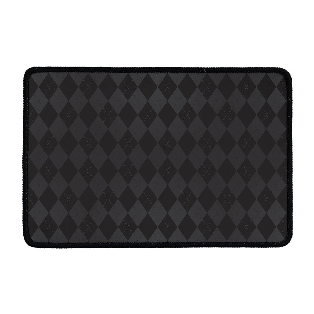 Black And Grey Argyle Pattern Print Kitchen Mat