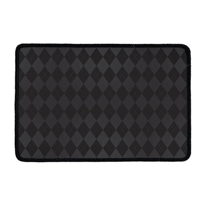 Black And Grey Argyle Pattern Print Kitchen Mat