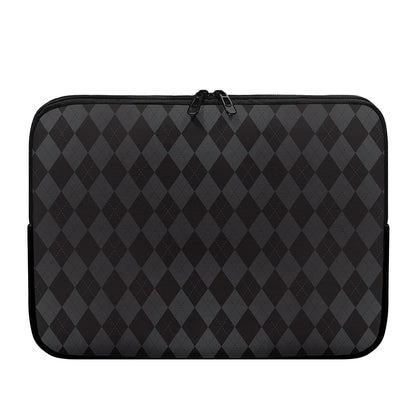 Black And Grey Argyle Pattern Print Laptop Sleeve