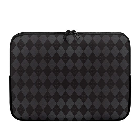 Black And Grey Argyle Pattern Print Laptop Sleeve