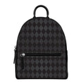 Black And Grey Argyle Pattern Print Leather Backpack
