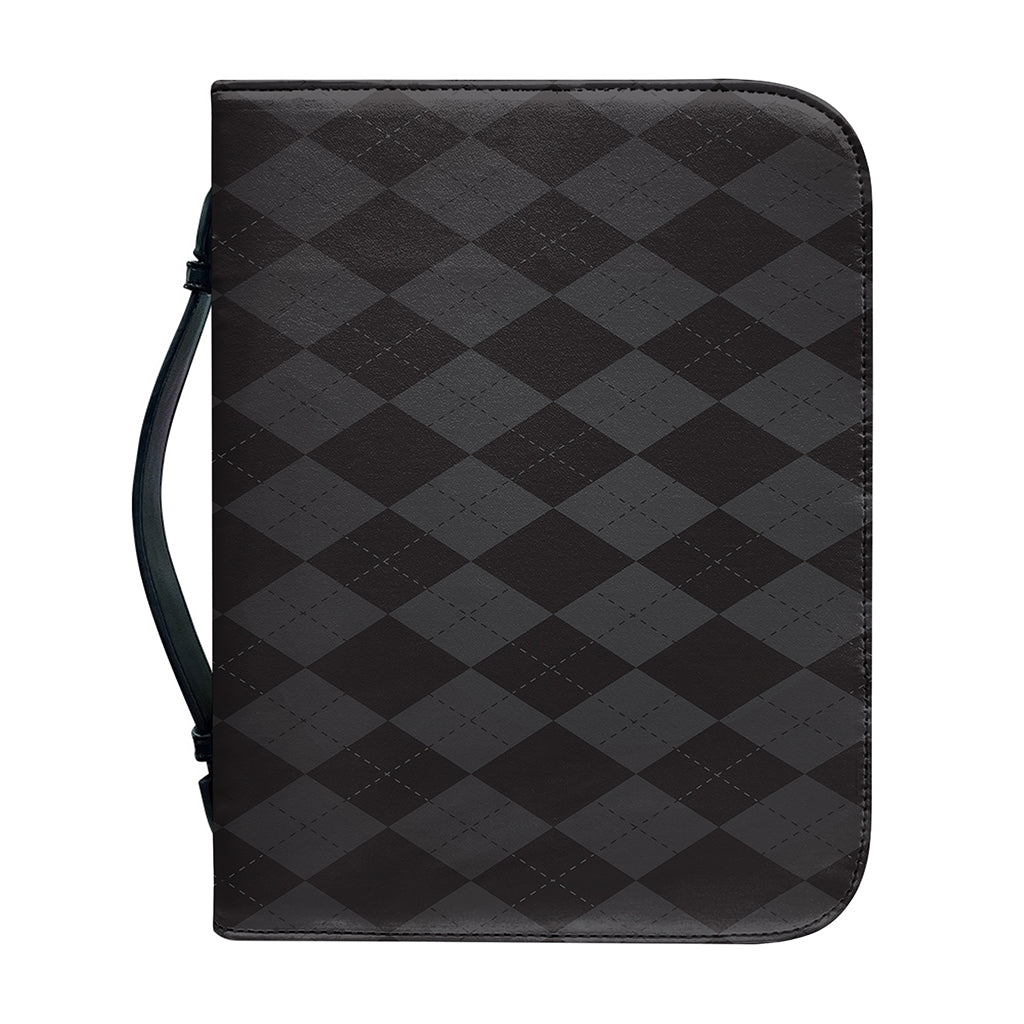 Black And Grey Argyle Pattern Print Leather Bible Cover
