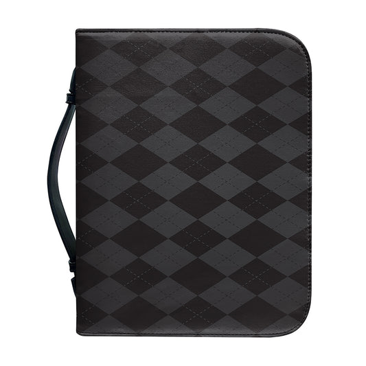 Black And Grey Argyle Pattern Print Leather Bible Cover
