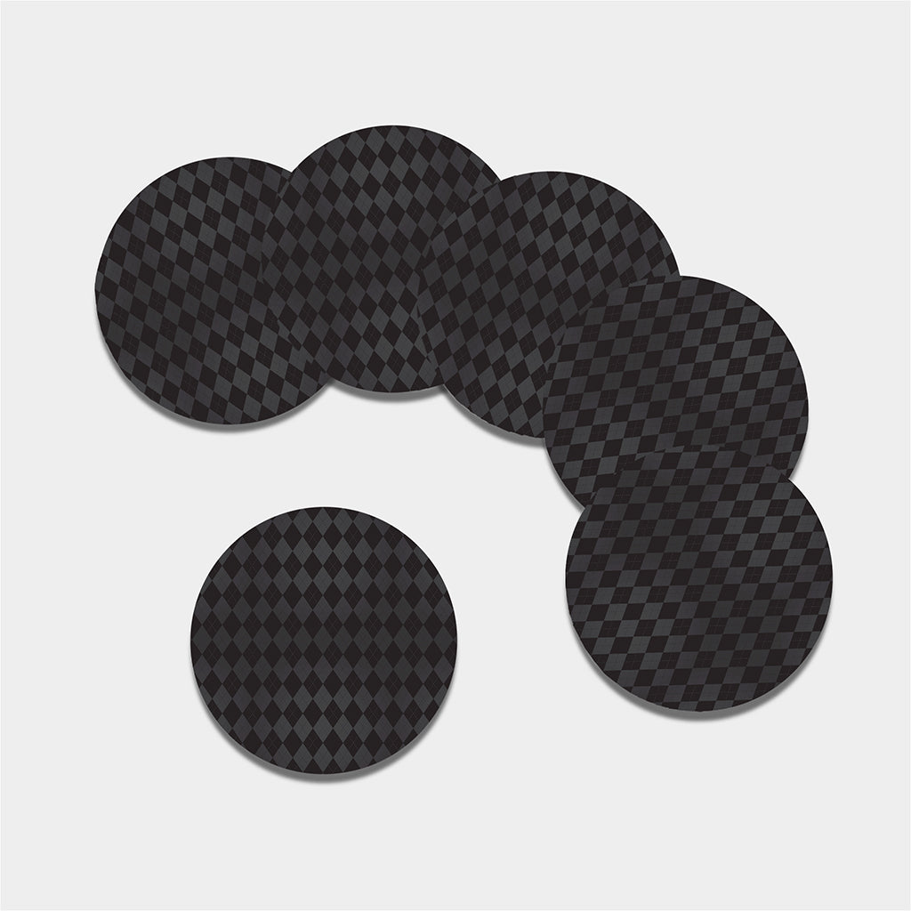 Black And Grey Argyle Pattern Print Leather Coaster Set