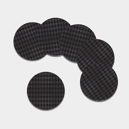 Black And Grey Argyle Pattern Print Leather Coaster Set