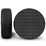 Black And Grey Argyle Pattern Print Leather Spare Tire Cover