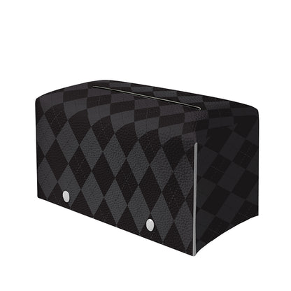 Black And Grey Argyle Pattern Print Leather Tissue Box Cover
