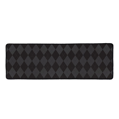 Black And Grey Argyle Pattern Print Long Kitchen Mat