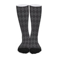 Black And Grey Argyle Pattern Print Long Socks