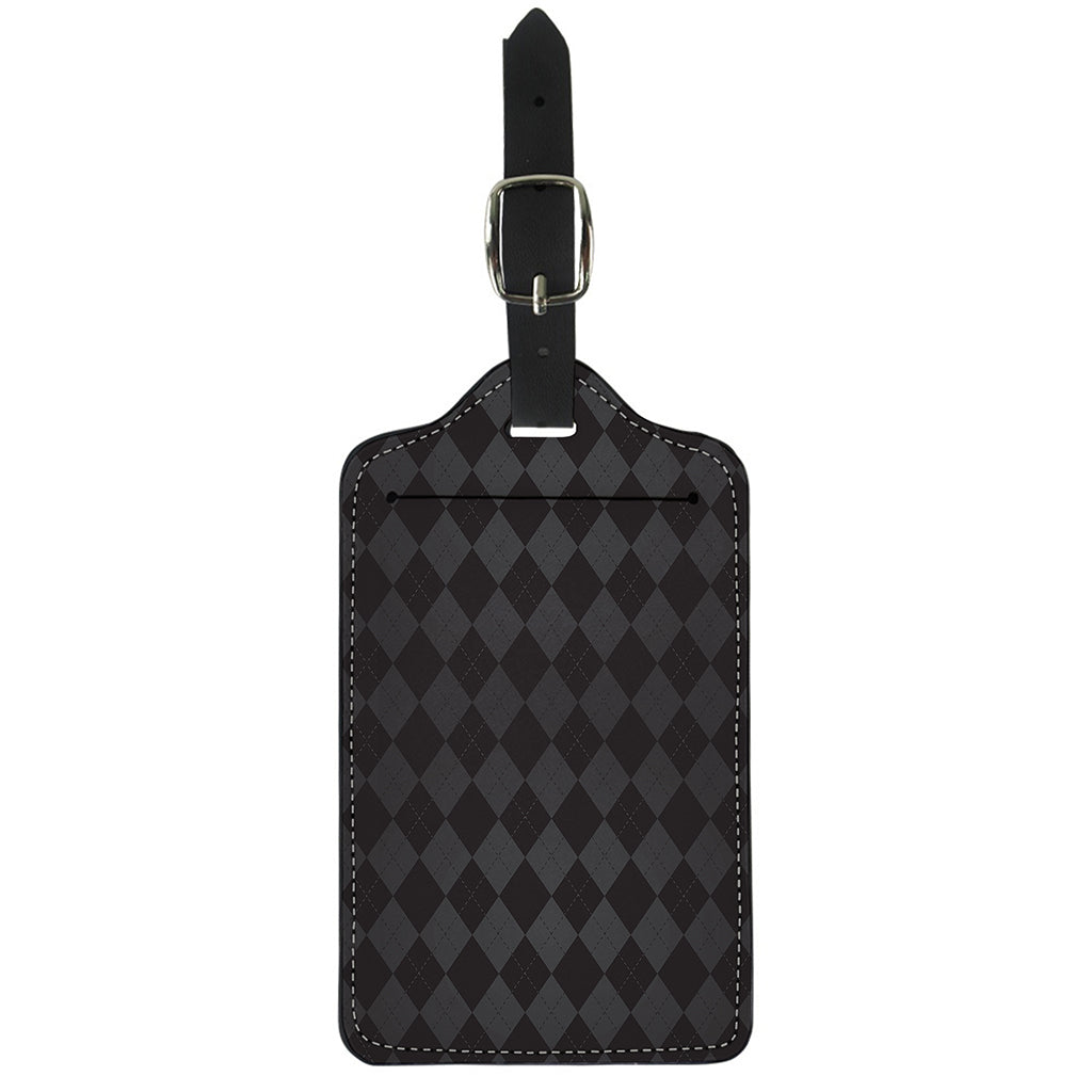 Black And Grey Argyle Pattern Print Luggage Tag