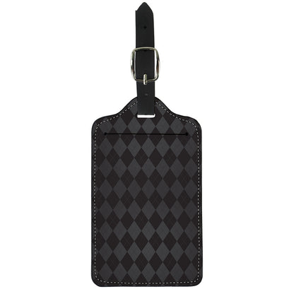 Black And Grey Argyle Pattern Print Luggage Tag
