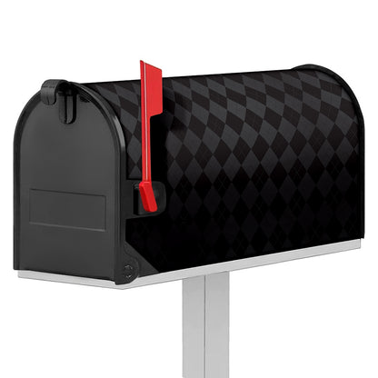 Black And Grey Argyle Pattern Print Mailbox Cover
