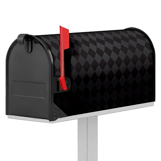 Black And Grey Argyle Pattern Print Mailbox Cover