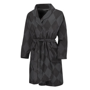 Black And Grey Argyle Pattern Print Men's Bathrobe