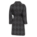 Black And Grey Argyle Pattern Print Men's Bathrobe