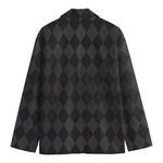 Black And Grey Argyle Pattern Print Men's Blazer