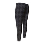 Black And Grey Argyle Pattern Print Men's Compression Pants