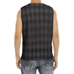 Black And Grey Argyle Pattern Print Men's Fitness Tank Top
