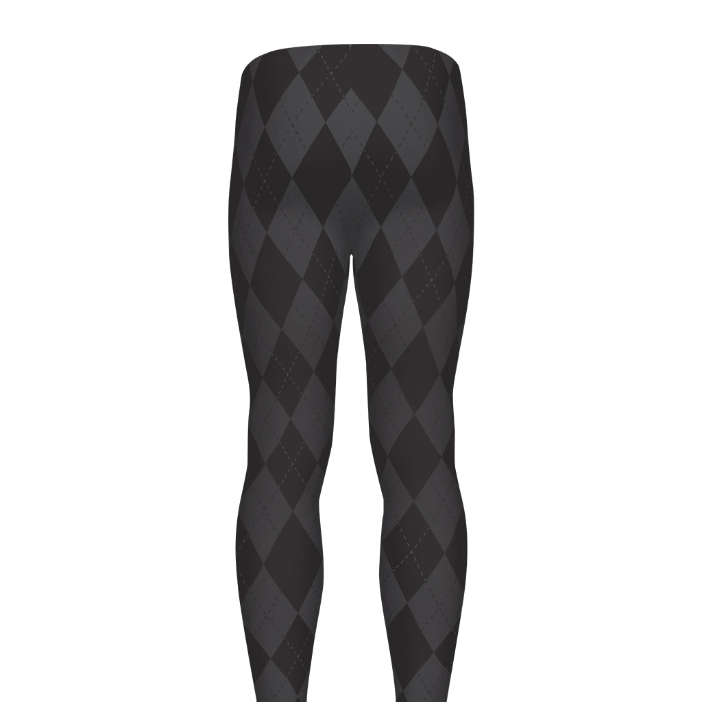 Black And Grey Argyle Pattern Print Men's leggings