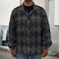Black And Grey Argyle Pattern Print Men's Shirt Jacket
