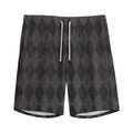 Black And Grey Argyle Pattern Print Men's Athletic Shorts
