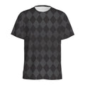 Black And Grey Argyle Pattern Print Men's Athletic T-Shirt