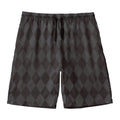 Black And Grey Argyle Pattern Print Men's Swim Trunks