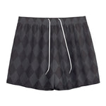 Black And Grey Argyle Pattern Print Mesh Shorts