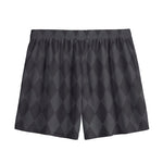 Black And Grey Argyle Pattern Print Mesh Shorts